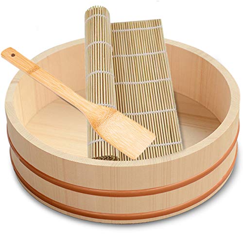 Wooden  Sushi Oke Rice Mixing Tub, 1 Piece (14..2x3.6" Set)