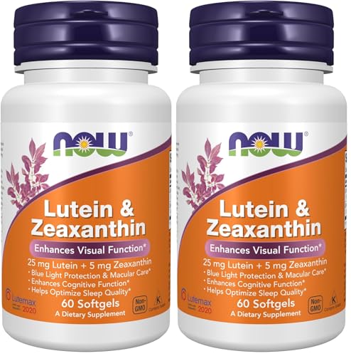 Image of NOW Foods Supplements, Lutein & Zeaxanthin with 25 mg Lutein and 5 mg Zeaxanthin, 60 Softgels (Pack of 2)