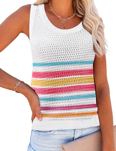 Débardeur en crochet pour femme Zeagoo : tricot d'été décontracté et ample à col rond