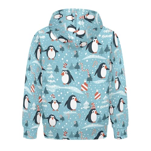 Kids Hoodies Sweaters Christmas Xmas Penguin Hooded Sweatshirts with Big Pockets for Boys Girls B04004392