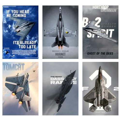 Image of Military Aircraft Collection Wall Poster Set of 6 | A4 Size 29.7 x 21 cm, 300 GSM Premium Art Print