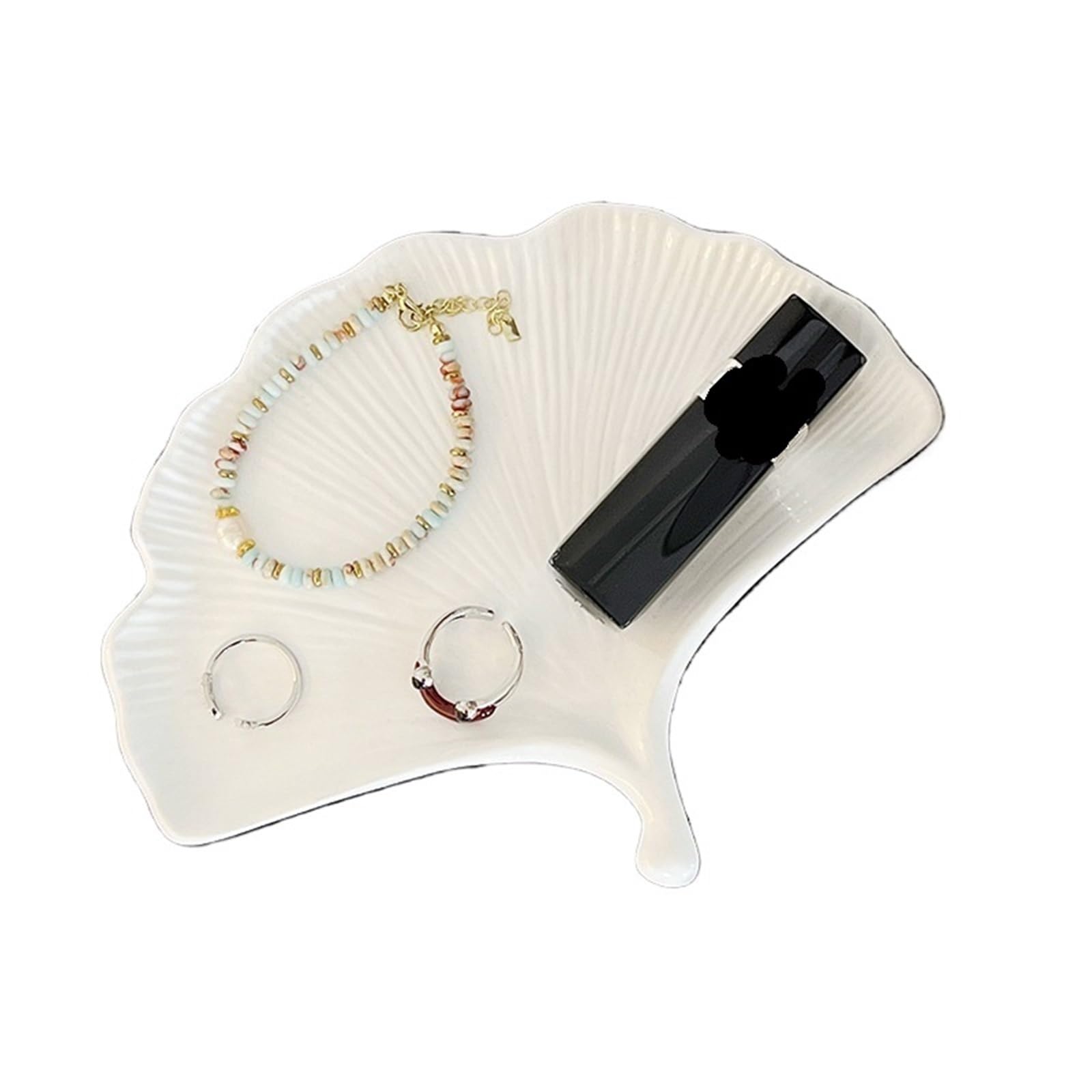 QXBFNDC Ceramic Jewelry Dish Ceramic Tray Ginkgo Leaf Jewelry Organizer Storage Crafts Key(Color 02)