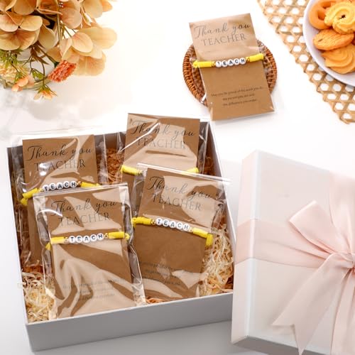 Teacher Appreciation Gifts Clay Beaded Teacher Bracelets with Thank You Cards for Women Christmas Retirement Gifts4