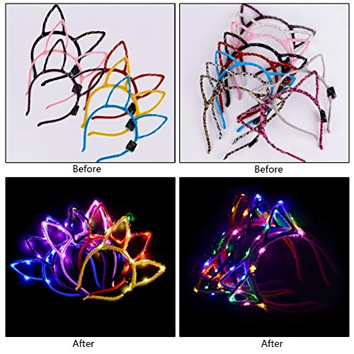 Yuccer Cerchietto Orecchie Gatto Donna LED