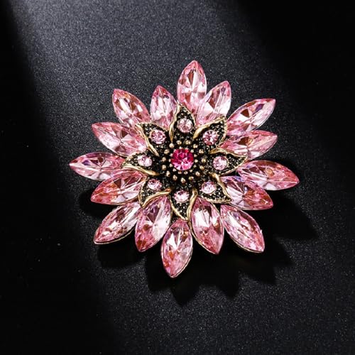 Image of Rhinestone Flower Brooch Pin for Women Red Black Purple Flower Broochs Pin Hat Christmas Brooch Jewelry