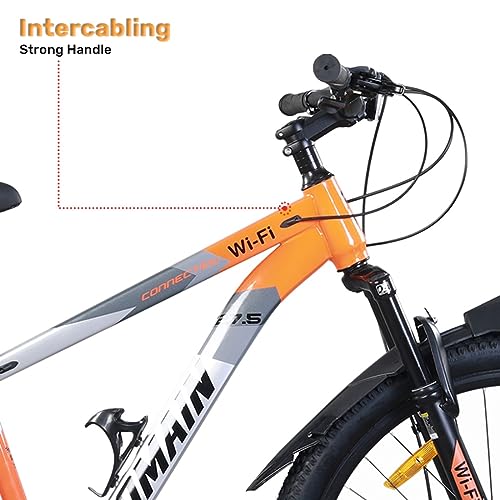 Image of Wifi Domain 27.5 Inches 21 Speed Fd /Tz 500 /Rd Tz 500 /Shifter Ef 500 Bicycle for Men Woman and Adults, with Dual Disc, 17 Inch Steel Frame, Hartex 2.40 Tyres, (Grey Orange)