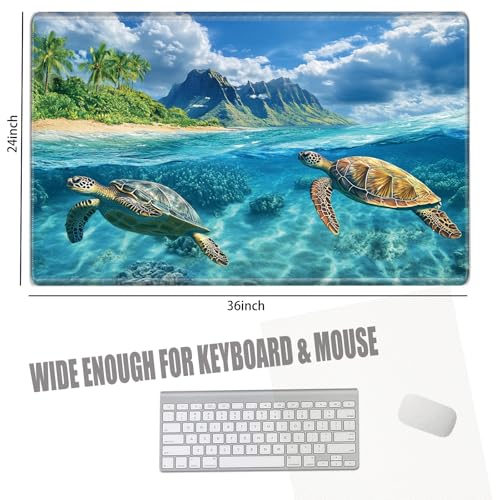 Image of 36x24 Desk Mat Sea Turtle Mouse Pad Oversized Huge Mousepad Gaming XXXL Extra Large Desk Pad Giant Computer Mat with Stitched Edges Non-Slip Rubber Base for Office Work Home Game