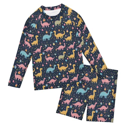 Cute Dinosaur Baby Boys' Toddler Long Sleeved Rashguard Swim Bathing Suit Set B0404100