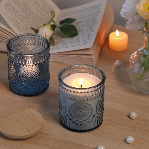 DARJEN 10 Pack Blue Candle Jars for Making Candles- 7.5 OZ Empty Glass Candle Making Jars with Bamboo Lids and Labels, Candle Making Supplies Candle Containers for DIY Gifts by DARJEN - Image 5
