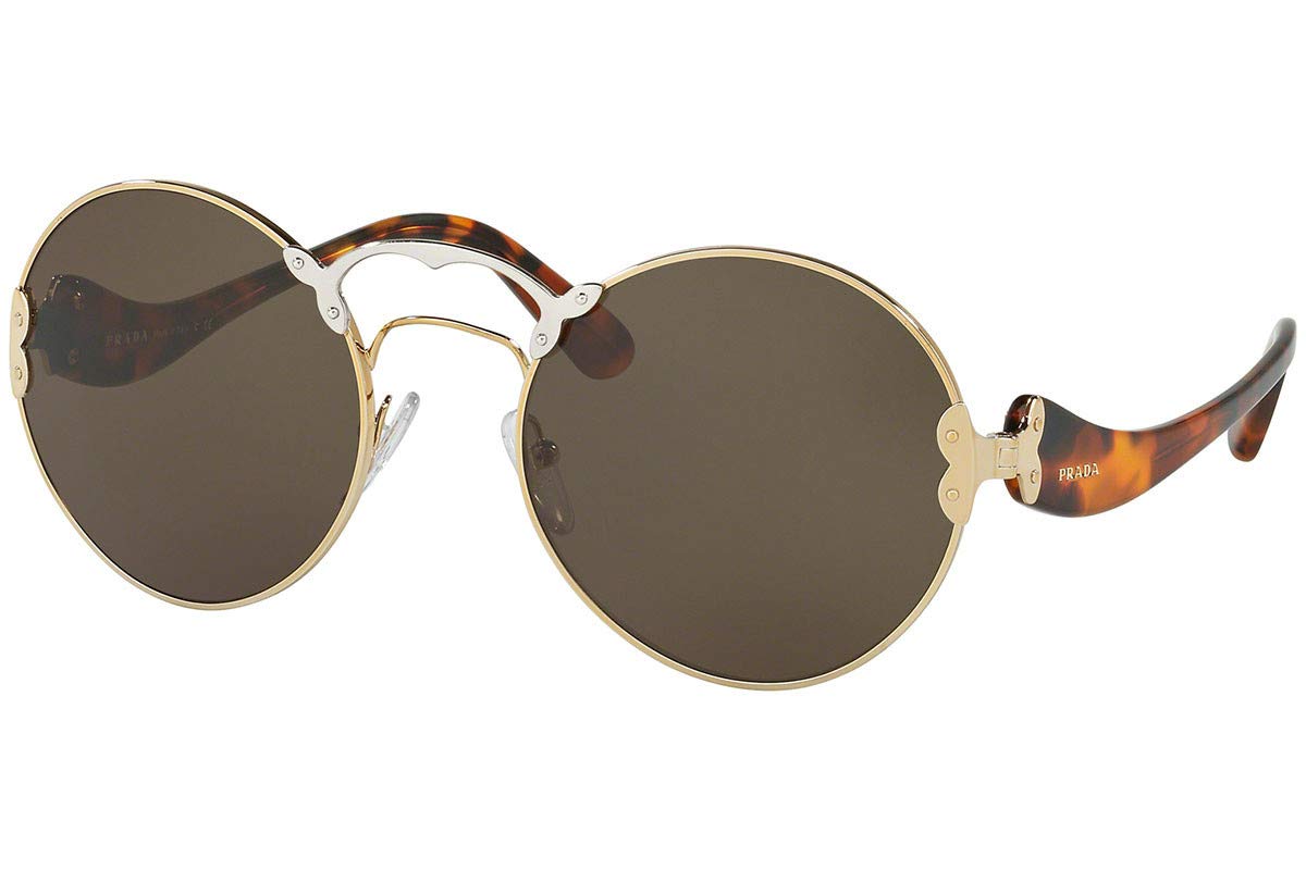 Prada PR55TS Sunglasses Pale Gold Silver w/Green Grey Lens ZVN4J1  