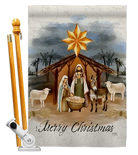 Breeze Decor Birth of Jesus House Flag Set Winter Nativity Three King Religious Holy Family Season Wintertime Christian Decoration Banner Small Garden Yard Gift Double-Sided, Made in USA