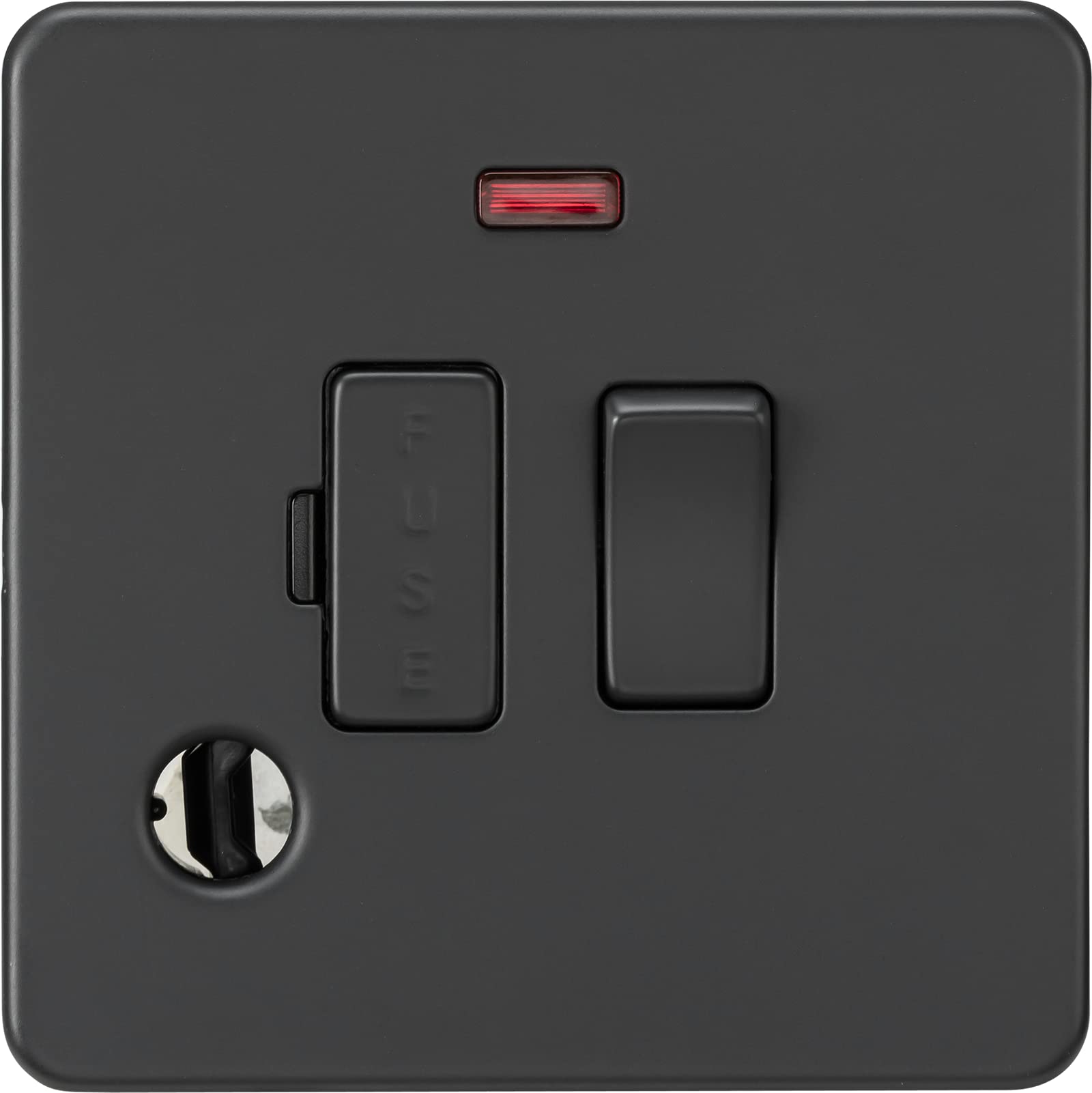 Knightsbridge Antracite 13A Switched Fused Spur With Neon And Flex Outlet - Anthracite