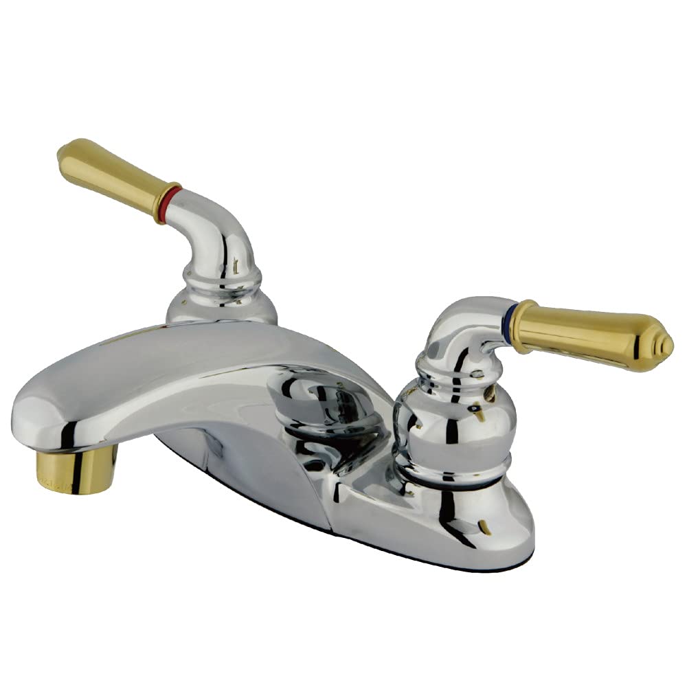 Kingston Brass KB624LP 4 in. Centerset Bathroom Faucet, Polished Chrome/Polished Brass