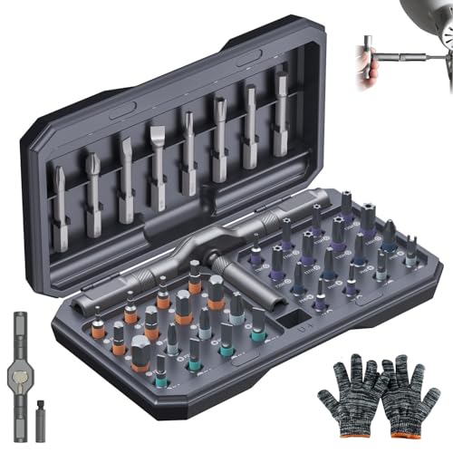 42 in 1 Ratchet Screwdriver Set, Magnetic Screwdriver Sets with 40 PCS Bits, Repair ScrewdriverTool with Detachable Ratchet Handle, Portable Repair ScrewdriverSet for Furiture Bicycle and DIY