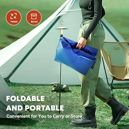 Image of LANUEVA 158 Gal /600L Portable Water Storage Bladder, 1000D PVC Foldable Water Tank with Spigots and Overflow Kit, Water Storage Containers for Emergency Water, RV, Irrigation&Camping (Blue, 600L)