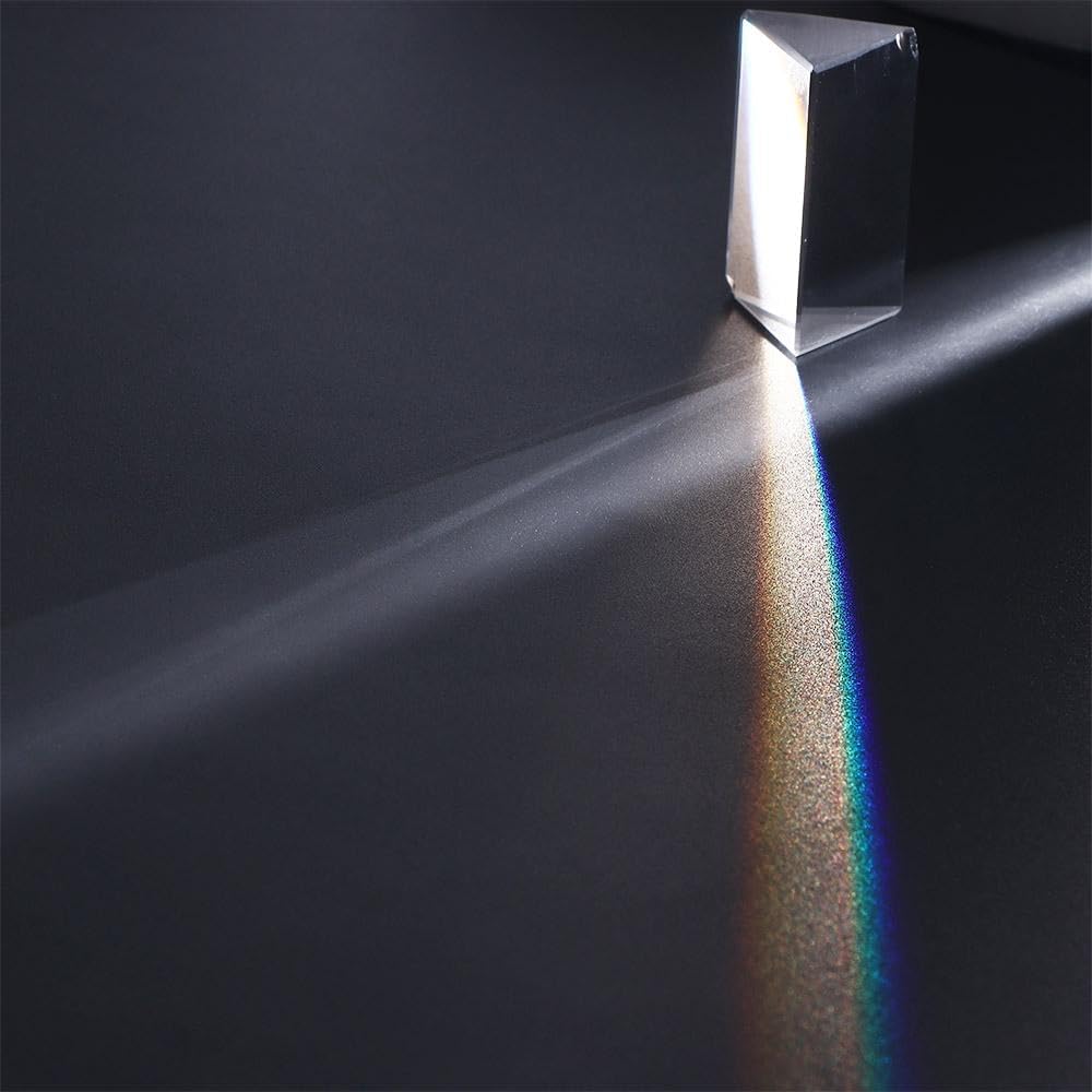 Kopida Glass Crystal Triangular Prism, Rainbow Maker for Light Refraction Spectrum Learning, Photography Science Physics Teaching Prop