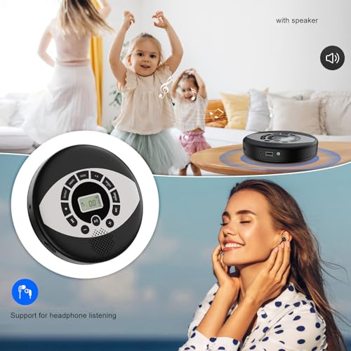 Leitor de CD Portátil, Leitor de Música de CD Recarregável de 1500mAh Com Proteção Anti-salto, Leito
