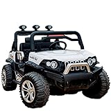  PEKECARS Todoterreno Buggy Guepard 12V Color Blanco. Coche Todoterreno para niños 4x4. Sistema balancin y asa de Transporte. 4 Motores