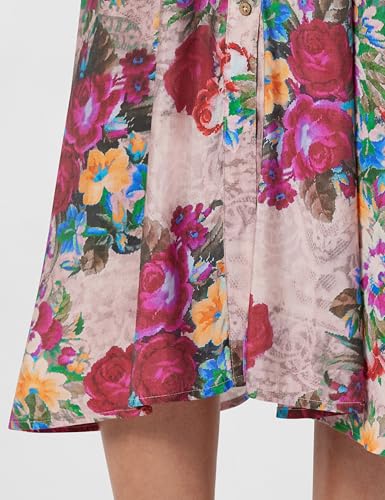Image of BIBA Women Fit and Flare Below the Knee Rayon Flared Printed Dress