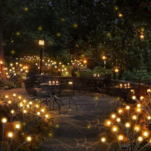 Cnulenzt Solar Lichterkette Outdoor,4 Stück 10LED Solar Glühwürmchen Licht, IP65 Wasserdichtes Solar lichterkette außen,für Garten,Terrasse,Strauchwerk,dekorative (Warmweiß)