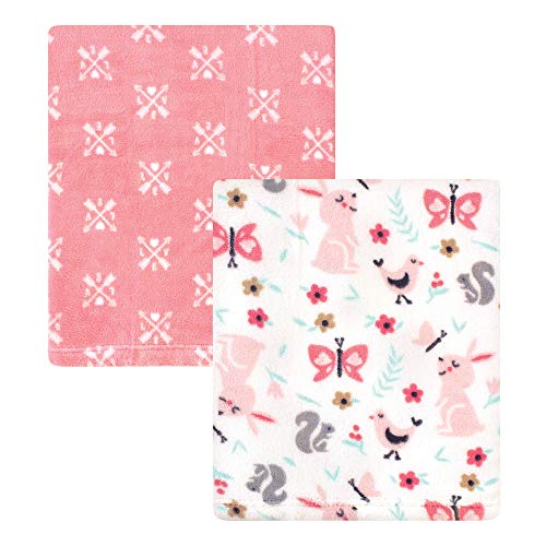 Image of Hudson Baby Unisex Baby Silky Plush and Coral Fleece Blanket, Sweet Bunny, 30x36 inches