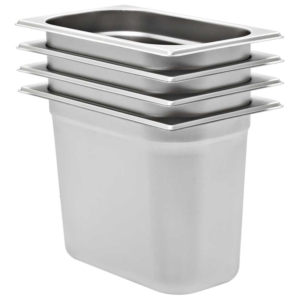 Gastronormbehälter 4 Stück GN 1/4 200 mm Edelstahl Stapelbar