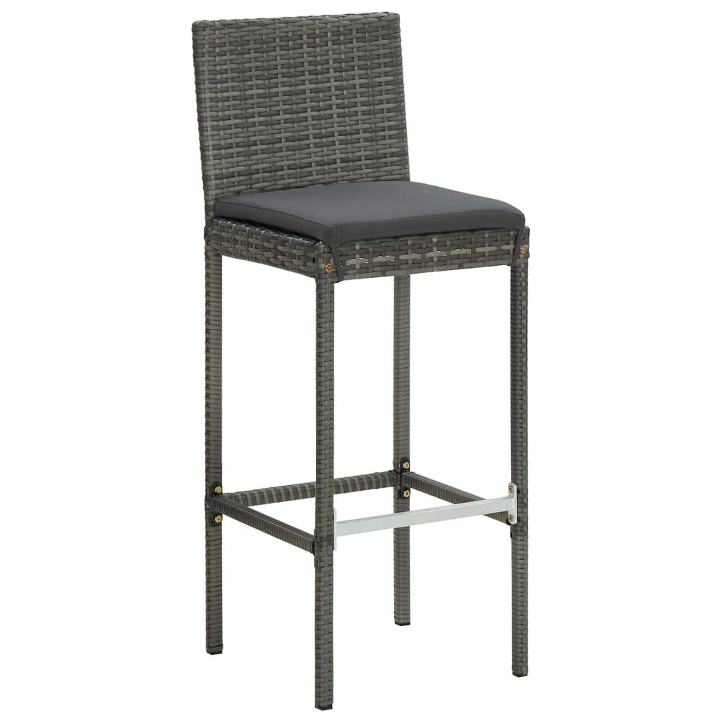 Set Bar da Giardino 5 Pz in Rattan PE Tavolo e 4 Sgabelli Grigio | Ideale per terrazzo e balcone, questo mobile alto con ripiano in acacia e cuscini imbottiti offre stile per aperitivi.
