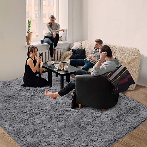 image for RUGTUDER Dark Grey Soft Area Rug for Bedroom,4x6,Fluffy Rugs,Shag Carp