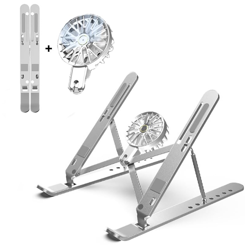 Support PC portable pliable en aluminium avec ventilateurs et 7 niveaux de hauteur