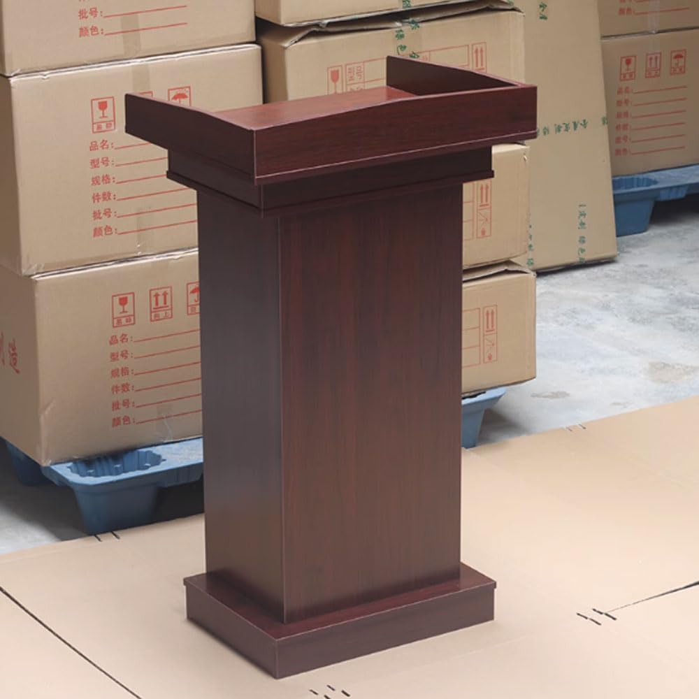 Stehpult Vintage Rednerpult aus Holz mit 2 offenen Staufächern, stehendes Rednerpult, Konferenztisch, tragbar, einfache Lehrerpodien fortschrittlich