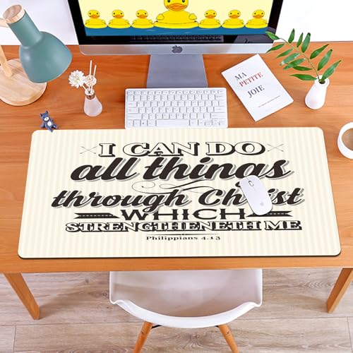 Eccellente Pad del mouse da gioco 80x40 cm Lettere della Bibbia. Arte cristiana. Posso fare ogni cosa in Cristo che mi fortifica Fi tavolo non distanza MAT COMPUTER Supporto per ufficio