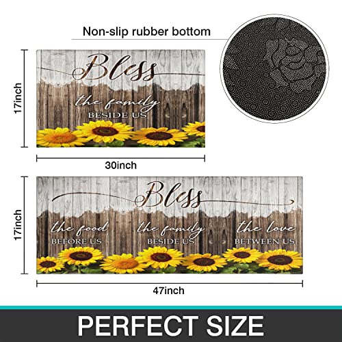Ideasonna Sunflower Kitchen Rugs Mat Set Of 2 Farmhouse Rustic Kitchen Rugs Kitchen Floor Mats Non Slip Washable Sunflower Kitchen Decor #TOP2