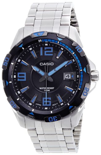 Casio Men's MTD1065D-1AV Silver Stainless-Steel Quartz Watch with Black Dial