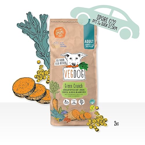 VEGDOG Vegetarisches Hundealleinfutter Green Crunch, 1er Pack (1 x 2 kg)