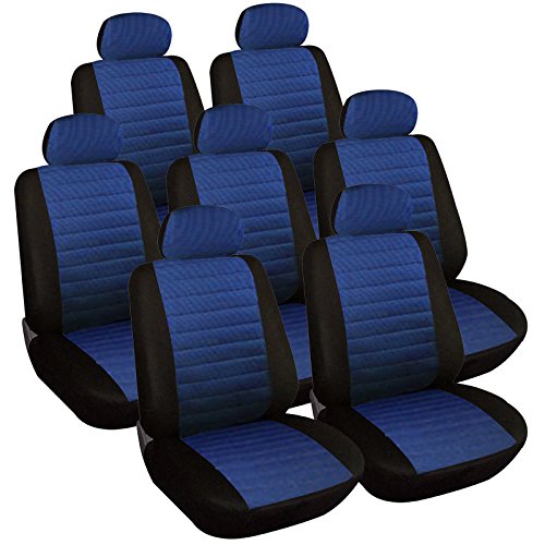 WOLTU 7232-7 Coprisedili Auto 7 Posti per Pkw, Van Seat Cover Protezioni Universali per Macchina Tessuto Poliestere Blu