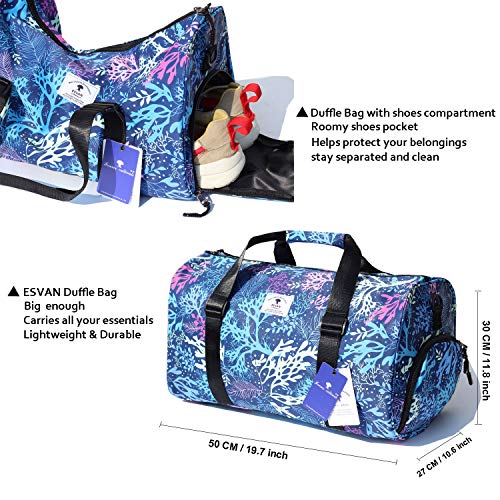 Original Floral Water Resistant Duffel Bag Gym bag Weekender Travel Bag for Gym Beach Travel School Daily Bags