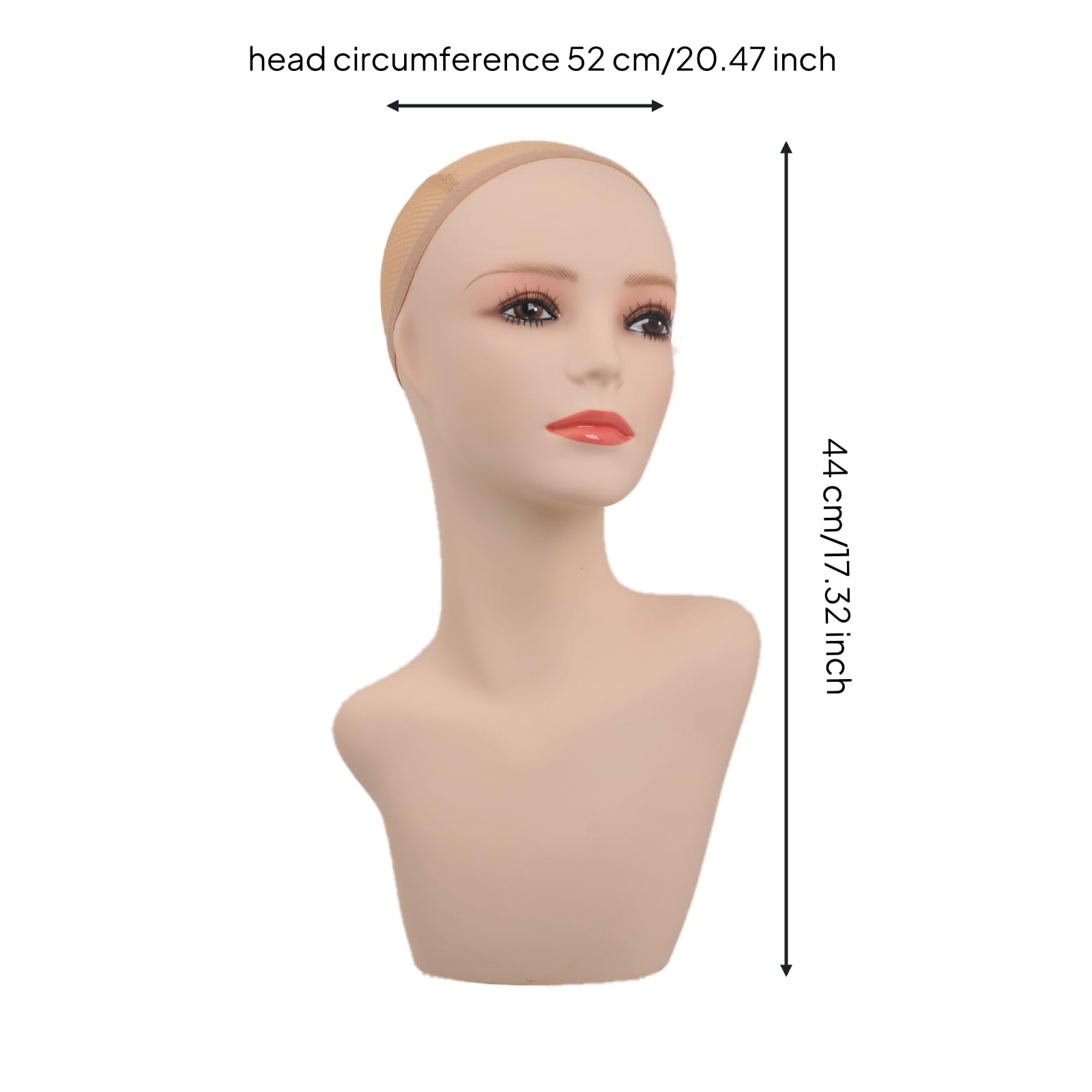 Testa per Parrucca Manichino da Esposizione con Testa Collo E Materiale PVC Opaco Cappellino in Tessuto per Messa Parrucche E Mostra Gioielli Adatta per Salone Vetrina , 40cm