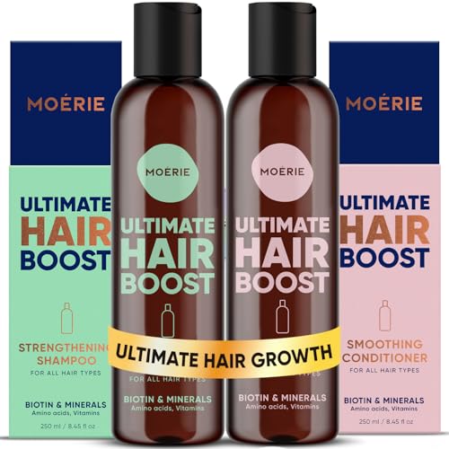 Moerie Hair Growth Shampoo and Conditioner for Women and Men, Hair Loss Solution with Biotin and Rosemary, Thickening Shampoo and Conditioner for Thinning Hair – Promotes Regrowth