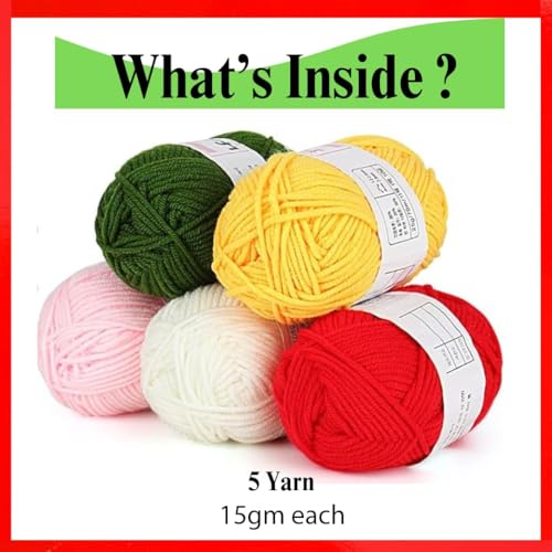 Image of VIRADHAM Crochet Kit for Beginners - 9 pcs Ergonomic Crochet Hooks, Yarn Balls, Stitch Markers, Plastic Needles, Scissors & Accessories for Knitting & Craft Projects
