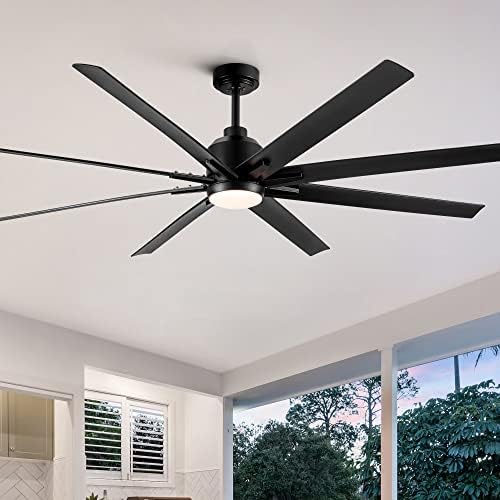 Awlstar 72 Inch Ceiling Fans with LED Light, 3 Color changable LED Light Ceiling Fans with 8 Blade and Down Rod, 6 Speed DC Motor, Ceiling Fan for Bedroom, Living Room, Kitchen (72in Black)