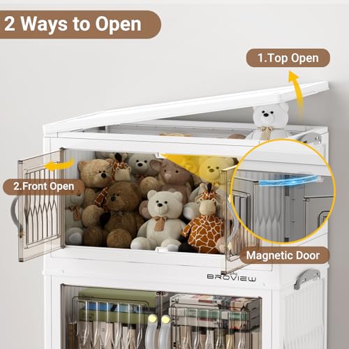 Image of BROVIEW 135Qt Stackable Storage Bins with Lid for Home Dorm, 3Pack White