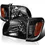 SPEC-D TUNING Black Housing Clear Lens Headlights + Corner Lights Compatible with Toyota Tacoma 2001-2004 L+R Pair Head Light Lamp Assembly