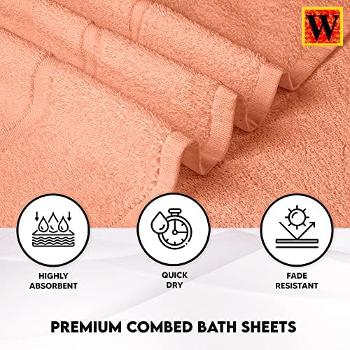 Westlane Linens 2 Jumbo Bath Sheets 100 x 150 cm - 500 GSM 100% Ring Spun Cotton Highly Absorbent and Quick Dry Extra Large Bath Towel - Super Soft Hotel Quality Towel (Peach)