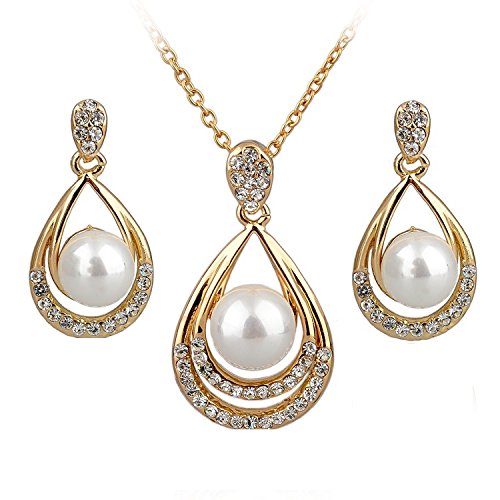 RM Jewellers 92.5 Sterling Silver American Diamond Graceful Pearl Pendant & Earring Set for Women (B076X6578B) Amazon Price History, Amazon Price Tracker