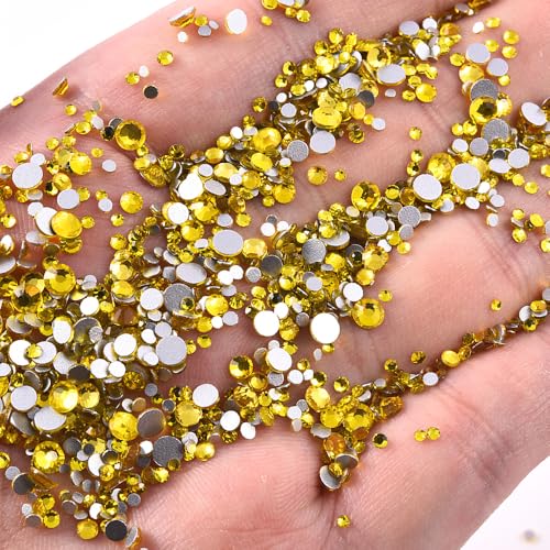 Image of 1440 Pieces SS16 /3.8-4mm Flat Back Crystal Rhinestones Round Gems for Nail Art,Citrine