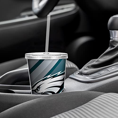 Image of Rico Industries NFL Football 16oz Clear Tumbler W /Straw for NFL Fans