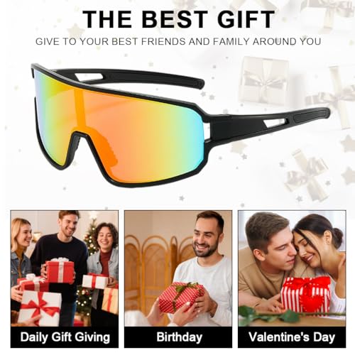 Image of PROBEROS Cycling Sunglasses for Men Stylish, UV400 Tinted Polarized Sunglasses Fashion Sport Set, Unique Frame Design, Outdoor Anti-Glare for Cycling, Driving, Hiking