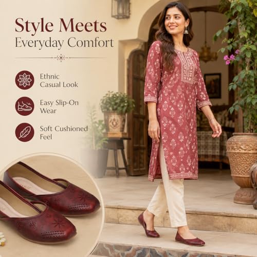 Image of TRASE Traditional Jutti for Women & Girls | Flat Sole, Soft Lining, Cushion Footbed | Comfortable Ethnic Footwear for Festive, Wedding & Casual Wear