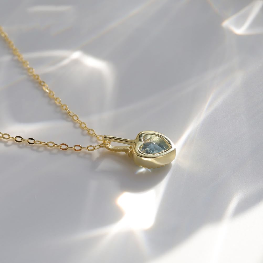Collana con Ciondolo Topazio Azzurro Cielo, collane con Acquamarina con Taglio a Cuore, Gioielli in Cristallo Naturale per Donne e Uomini, Regalo con Pietre preziose Geometriche