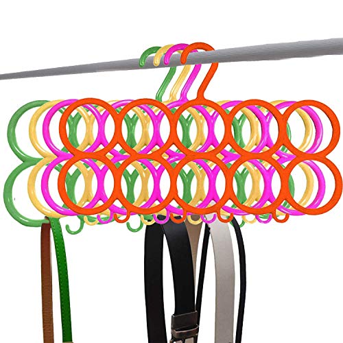 Image of Kuber Industries 10 Round Slots Scarf Hanger|Space Saving Closet Organizer|Idol for Belts, Ties Hanging|Pack of 4 (Multi)